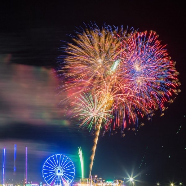 Fireworks along the boardwalk