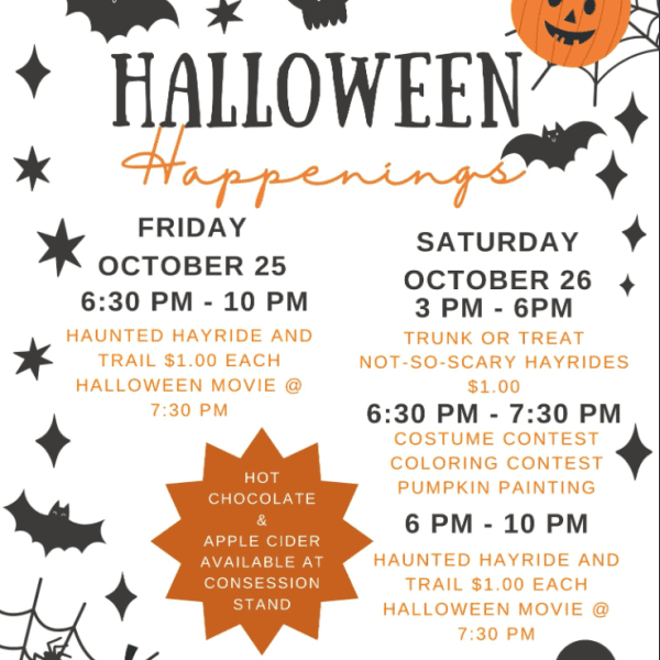 Halloween Happenings / Trunk or Treat, No-so-scary Hayrides; Halloween Movie